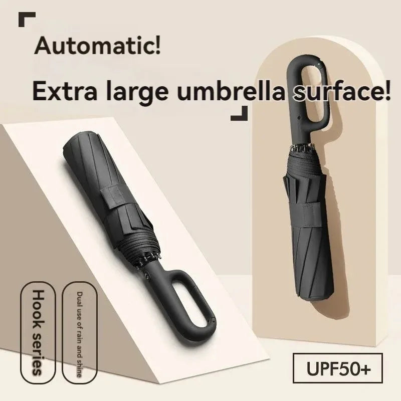 20 Rib Ring Buckle Automatic Folding Umbrella Extra Large Double UPF50+ Sunshade for Men Women