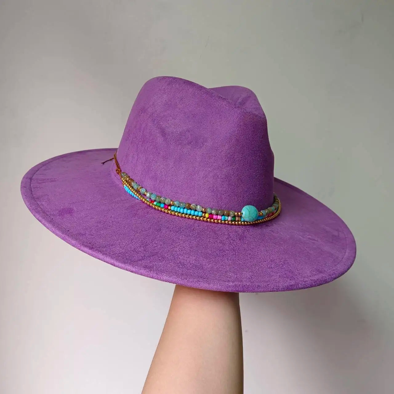 Women's suede 10cm wide Brim Fedora hat Men's autumn and winter felt jazz hat Classic suede Fedora Sombrero