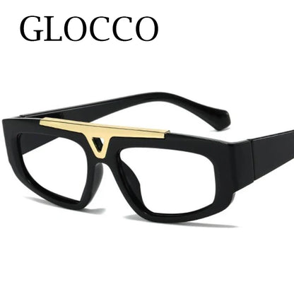 Brand Square Blue Light Blocking Men Reading Glasses Fashion Yellow Small Frame Double Bridge Hollowing Out Prescription Glasses