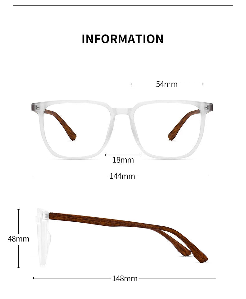 Wood Pattern Retro Anti Blue Light Glasses for Men Optical TR90 Male Square Glasses Frame Women Clear Lens Gift Frames F75233