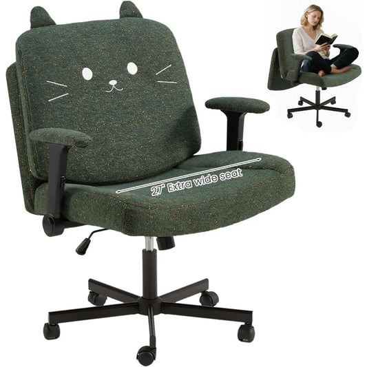 Criss Cross Chair with Arms and Castors for Home Office Vanity Gaming and Reading Spaces Plus Size Design with Extra Wide Seat