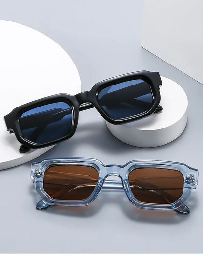 JNPCXI Fashion Blue Square Sunglasses For Women Men Retro Luxury Designer Clear Lens Sun Glasses Shades UV400 Eyeglasses
