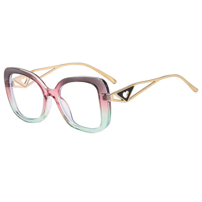 Luxury Brand Oversized Square Reading Glasses Women Triangle heart Temple Eyeglasses Blue Light Blocking Clear Computer Glasses