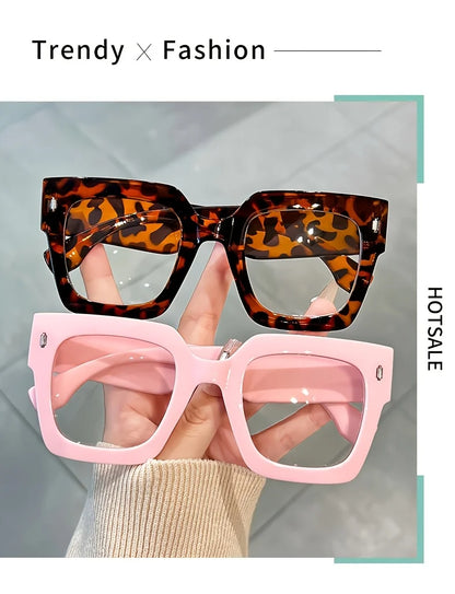 New style New style Vintage Glasses Square Full Rim Spectacles Unisex, Anti-Reflective Coating, Fashionable Transparent Lenses
