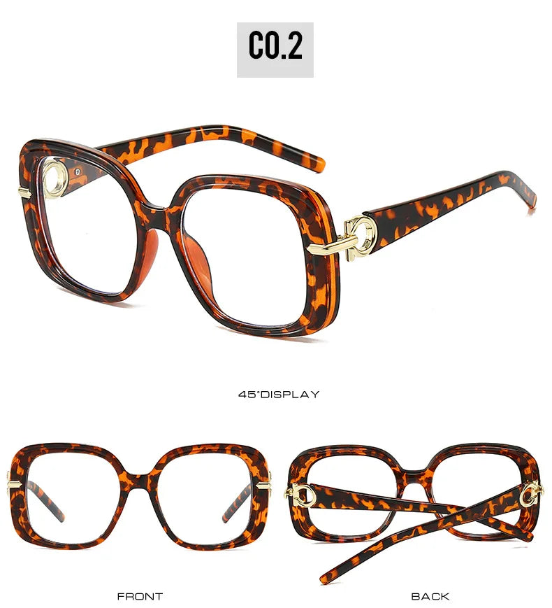 Square Large Anti Blue Light Reading Glasses Women Clear Lens Glasses Frames Finished Prescription Glasses Customized Diopter