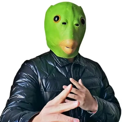 Green Fish Head Mask Toy Sand Sculpture Play Strange Green Fish Head Cover