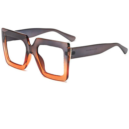 Farsightedness Glasses Transparent Computer Anti Blue Light Reading Glasses Men Women Two Tone Big Square Eyeglasses Frame Retro