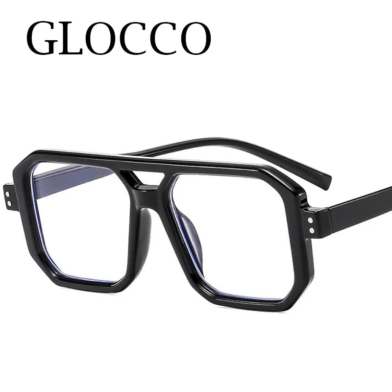 Brand Men Square Black grey Frame Reading Glasses Fashion Women Double Bridge Rice Nail Anti Blue Light Presbyopia Glasses +2 +5