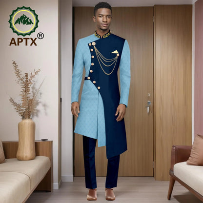 African Suits for Men 2025 Fashion New Two-piece (top + Pants) Men's Set Dashiki Outfits Party Wedding Guy Mens Clothes 2516001