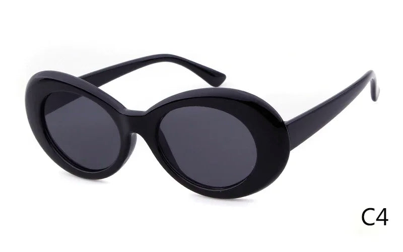 WHO CUTIE 2024 Goggles Oval Sunglasses Men Women Brand Designer 90S Colorful Retro Round Frame Kurt Cobain Shades Sun Glasses UV