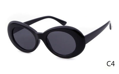 WHO CUTIE 2024 Goggles Oval Sunglasses Men Women Brand Designer 90S Colorful Retro Round Frame Kurt Cobain Shades Sun Glasses UV