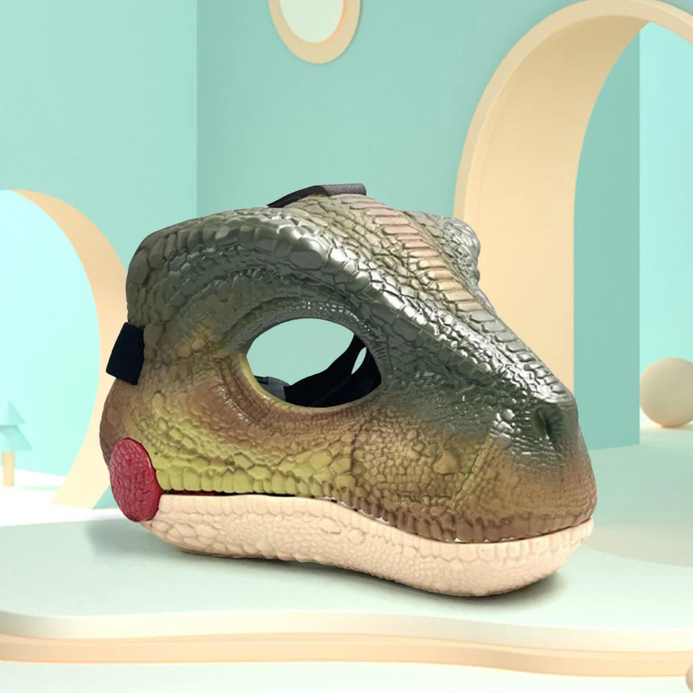 Halloween Moving Jaw Dino Mask with Dinosaur Scream 3D Dinosaur Claws Lifelike Dinosaur Mask Headwear for Carnival Party Decor