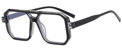 Brand Men Square Black grey Frame Reading Glasses Fashion Women Double Bridge Rice Nail Anti Blue Light Presbyopia Glasses +2 +5