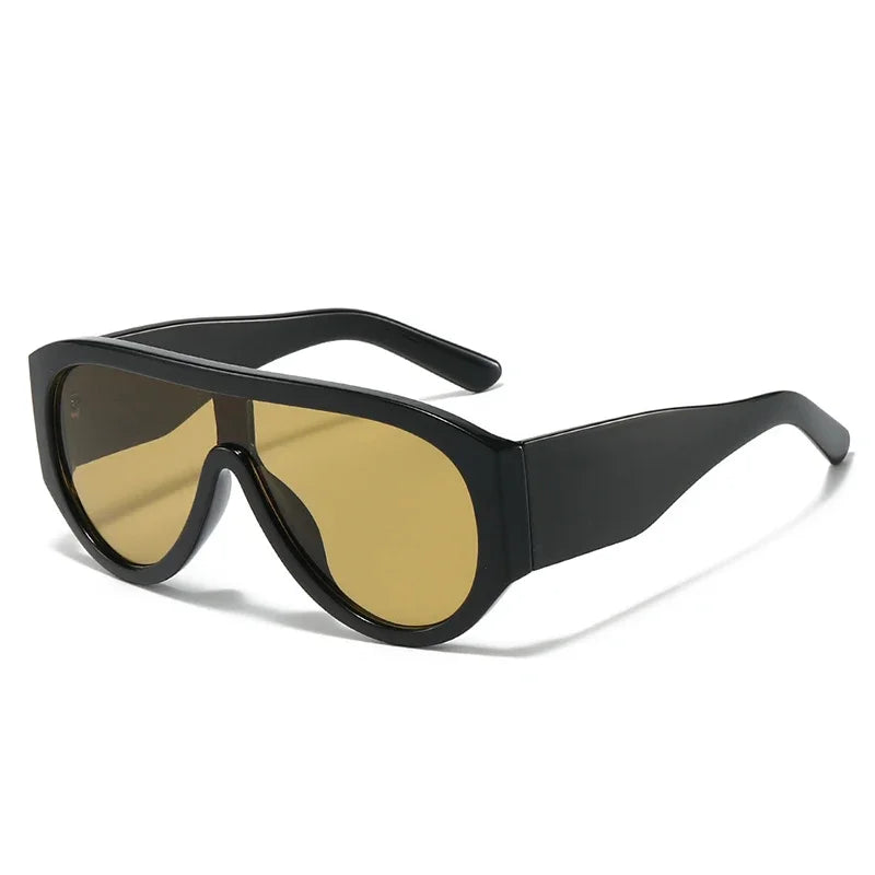 JNPCXI Fashion Oversized Pilot Women Sunglasses Retro One Piece Red Green Shades UV400 Men Gradient Sun Glasses