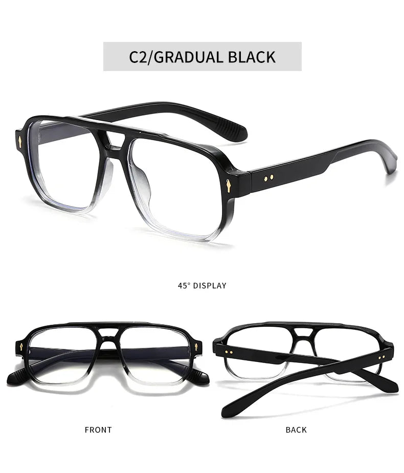 SHAUNA Double Bridges Anti Blue Light Retro Women Square Glasses Frame Fashion Men Optical Eyewear
