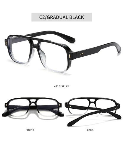 SHAUNA Double Bridges Anti Blue Light Retro Women Square Glasses Frame Fashion Men Optical Eyewear