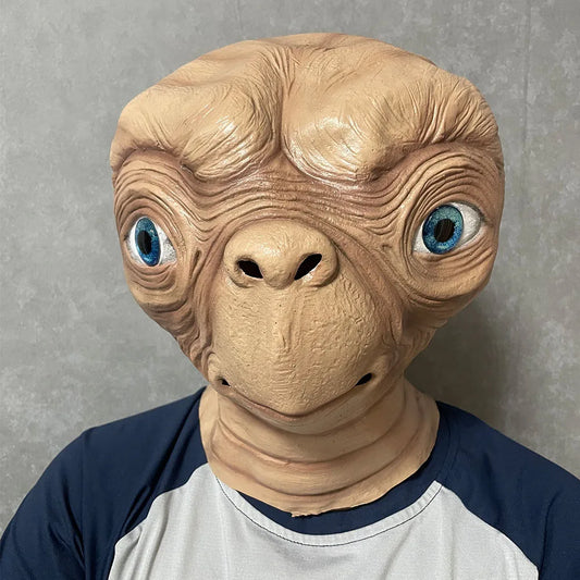 Realistic ET Alien Latex Mask Halloween Carnival Party Movie E.T. the Extra-Terrestrial Cosplay Creepy E.T. Alien Full Head Mask