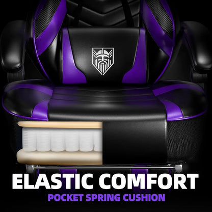 Gaming Chair, Big and Tall Gaming Chair with Footrest and Massage, Gaming Chairs for Adults with Lumbar Support