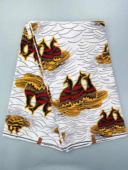 Dutch Hollandais Printed Fabric for African Classical Dress Veritable Real Wax Guaranteed 100% Cotton 6 Yards