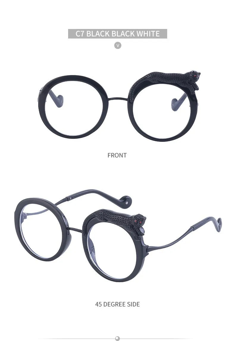 Oversized Round Sunglasses Women Big 2026 Luxury Brand Crystal Leopard-Shaped Sun Glasses for Ladies Anti Blue Light Eyeglasses