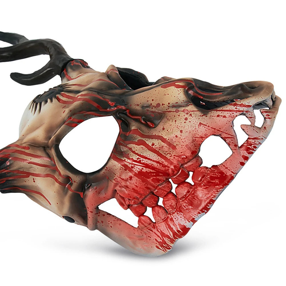 Halloween Antlers Masks Cosplay Deer Head Mask Role Play Masks Masquerade Props Scary Full Face Mask for Halloween Party