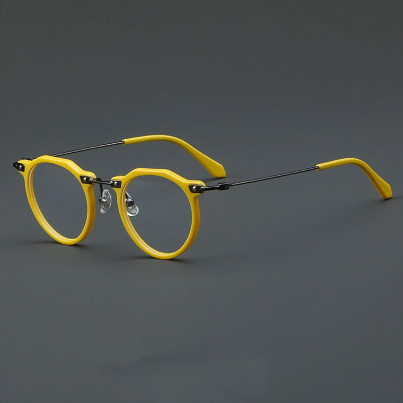 57028 Vintage Acetate Optical Spectacle Frames Women Fashion Round Metal Eyeglass Frame Men Trend Transparent Eyewear