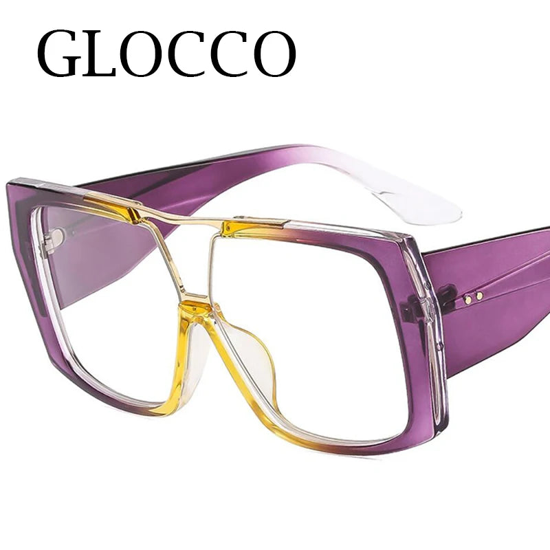 Fashion Brand Oversized Square Myopia Glasses Women Men Trend Green Graduation Eyeglasses Anti Blue Light Prescription Glasses