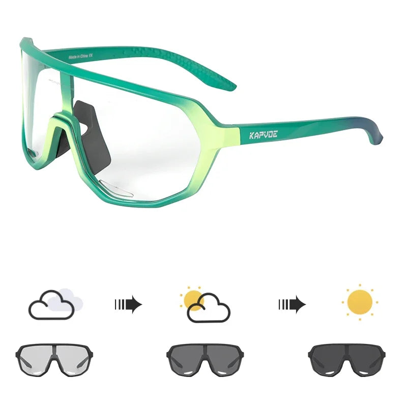 KAPVOE Photochromic Cycling Glasses Sports Sunglasses for Men Women UV400 Protection Bicycle MTB Mountain Bike Sunglasses