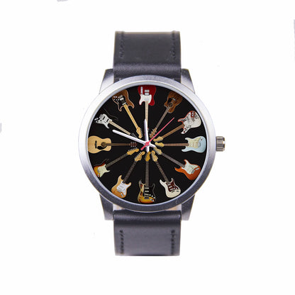 Logo Men's Watch Wife Musical Instrument Universal Watches Husband Family Pattern Guitar Clock Wristwatch DIY Dial