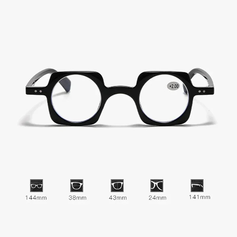 Retro anti-blue light reading glasses for men and women, fashionable square hyperopia glasses, fashionable reading glasses