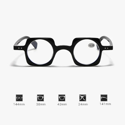 Retro anti-blue light reading glasses for men and women, fashionable square hyperopia glasses, fashionable reading glasses