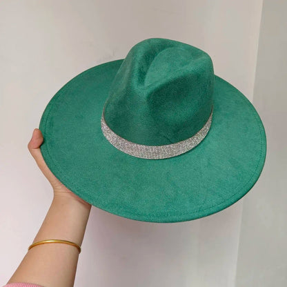Women's suede 10cm wide Brim Fedora hat Men's autumn and winter felt jazz hat Classic suede Fedora Sombrero