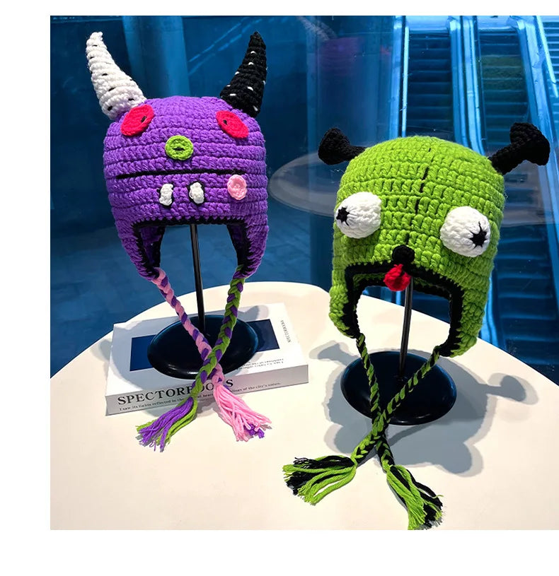 Unisex Balaclava Fashion Cosplay Carnival Party Winter Warm Cap Adult Children Autumn Winter Funny Cartoon Monster Knitted Hat