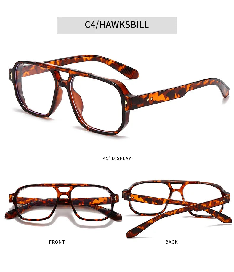 SHAUNA Double Bridges Anti Blue Light Retro Women Square Glasses Frame Fashion Men Optical Eyewear