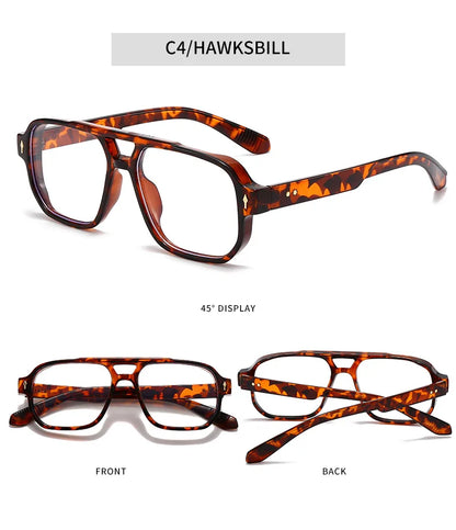 SHAUNA Double Bridges Anti Blue Light Retro Women Square Glasses Frame Fashion Men Optical Eyewear
