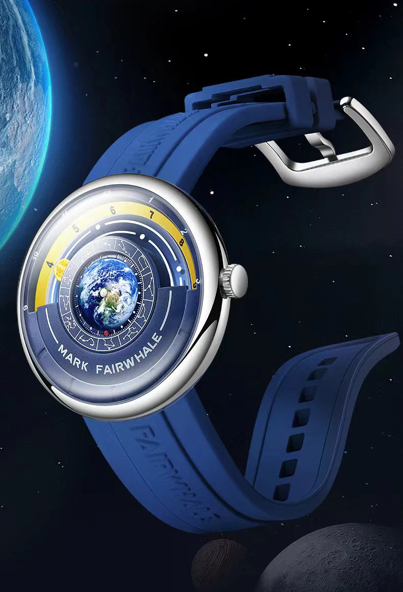 Mark Fairwhale 5700 Unique Men's Quartz Watch Creative Fashion Waterproof Planet Pointer Cool Silicone Men's Luxury Watch reloj