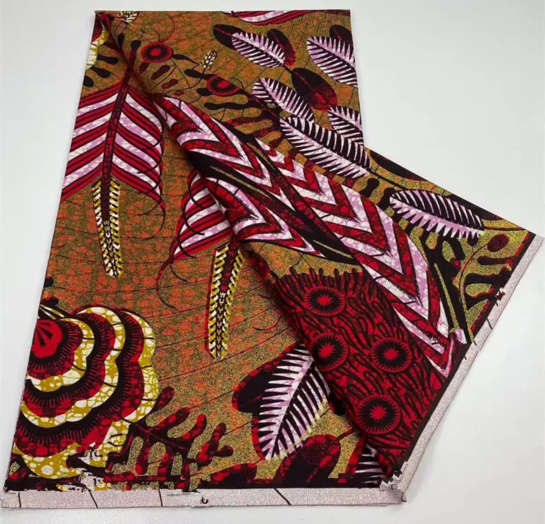 100%Certified Grand Super African Wax Nigerian GlitterGlam Gold Embellished Ankara Wax Printed Fabric Real Original For Sewing