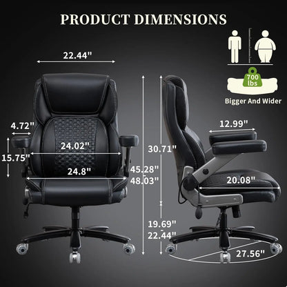 700lbs Big and Tall Office Chair for Heavy People with 5D Flip Armrests Heavy Duty Executive Chair with Adjustable, Customized