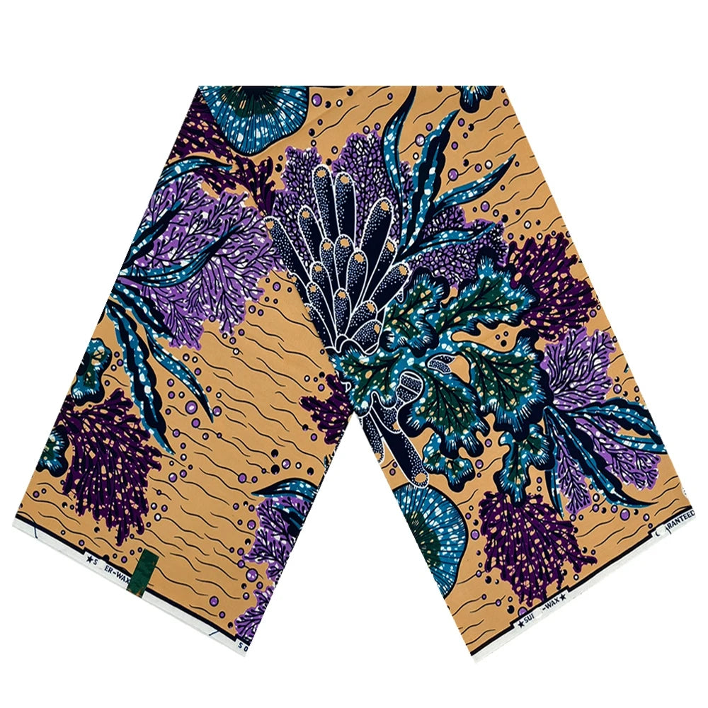 New Super Tissu Ankara Good Real Prints African Wax Fabric Soft Pagne Cotton Material Kente 6YARDS Stuff Blue Batik For Sew