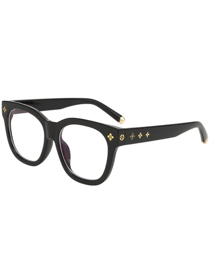 New retro box tortoise shell color glasses frame face-lifting fashion slim flat mirror blue glasses.