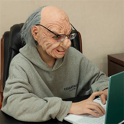 Popular Grandpa Mask, Funny Trick, Natural Latex Material, Detailed Craftsmanship, Movie Texture, Hand-Painted, Role-Playing