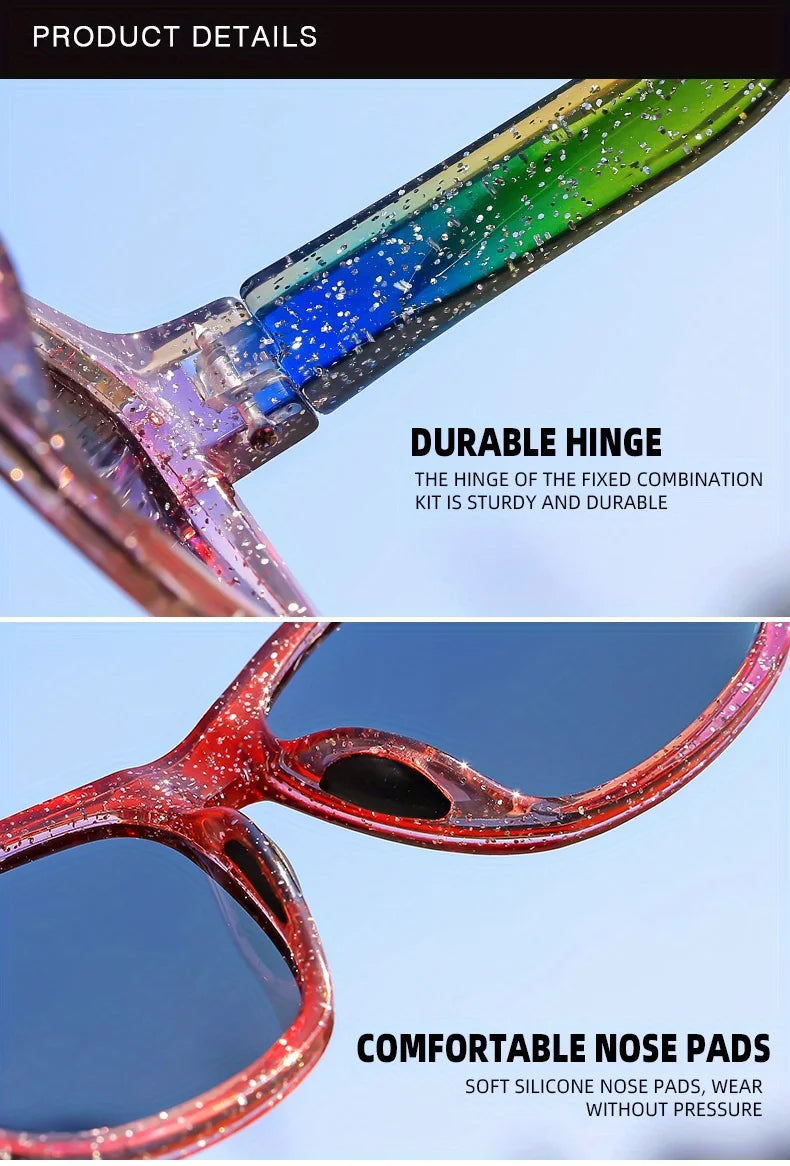 New style Unisex Polarized Square Fashion Sunglasses - Lightweight Purple Glitter Frame, TAC Lenses for Outdoor Sports & Fashion