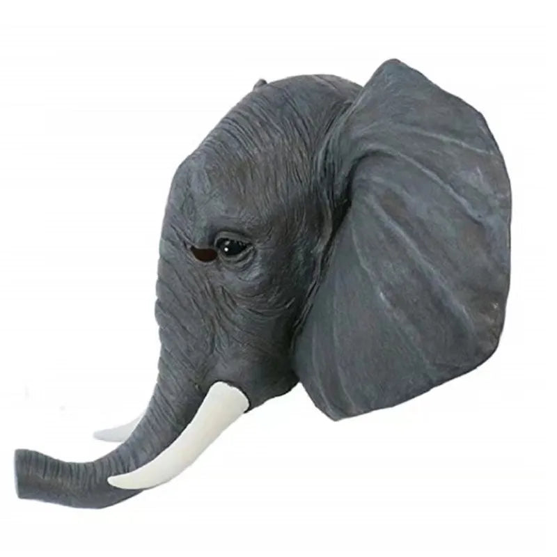 Elephant Head Mask Animal Mask Funny Halloween Head Mask Costume Cosplay Party Latex Mask Adult Prom Dress Up