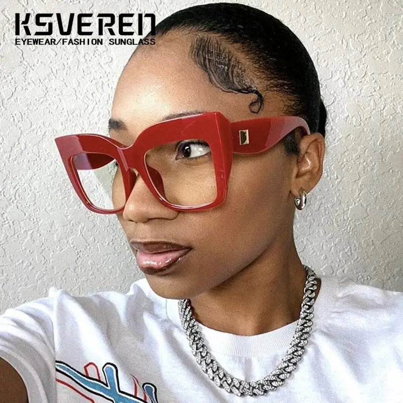 Square Anti Blue Light Reading Glasses Optical Lenses Prescription Glasses Frame Women Large Frame Cat Eye Presbyopic Glasses