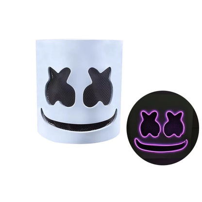 Party Decor LED Halloween Luminous Head Cover Glowing Plastic DJ Marshmallow Mask Universal Neon Headgear Bar