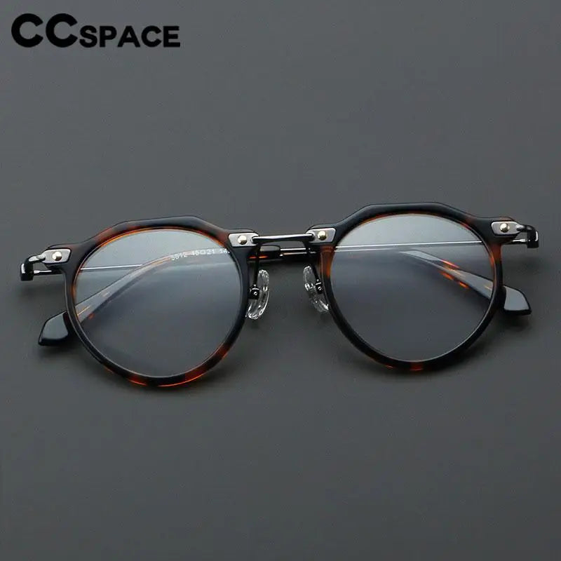57028 Vintage Acetate Optical Spectacle Frames Women Fashion Round Metal Eyeglass Frame Men Trend Transparent Eyewear