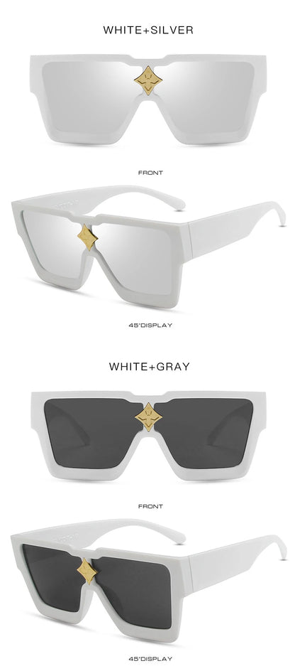 Retro Millionaire Sunglasses for Women Men Vintage Fashion Flat Top Thick Frame Square Sun Glasses Punk Rock Hip Hop Style