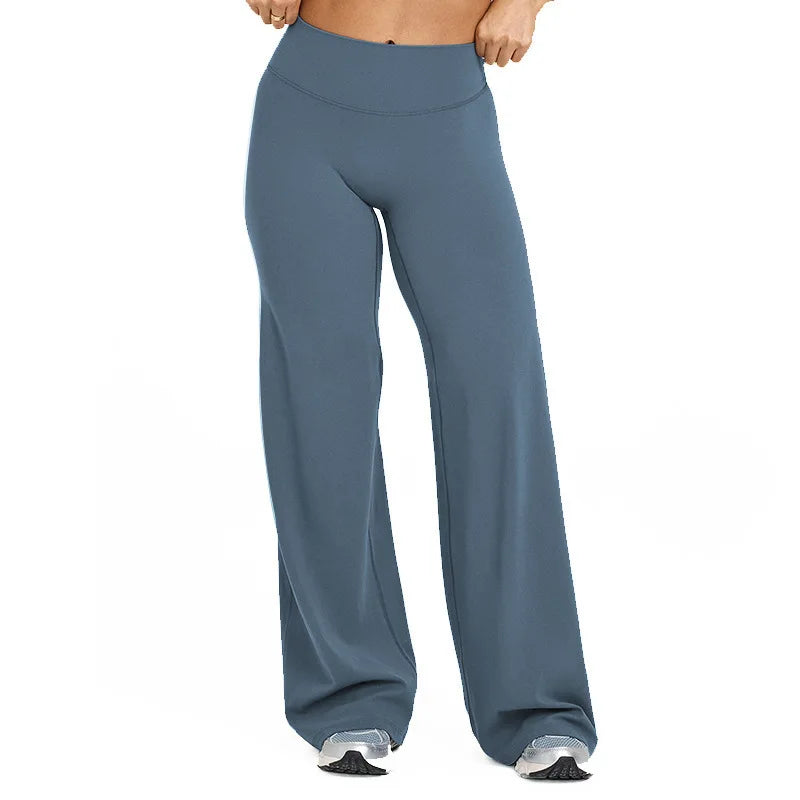 NCLAGEN SoftMotion Straight Leg Bottoms Women's Mid-Waist Yoga Pants GYM Leggings Naked Feel Pilates Running Sports Trousers