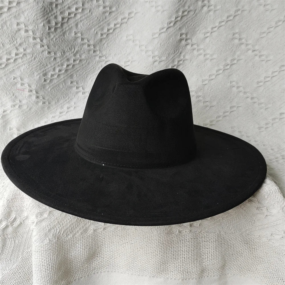 Colorful Suede Wide Brim Felt Fedoras Women's Hat Men's Church Jazz Hat Denim Hat Panama шляпа женская летняя 2024
