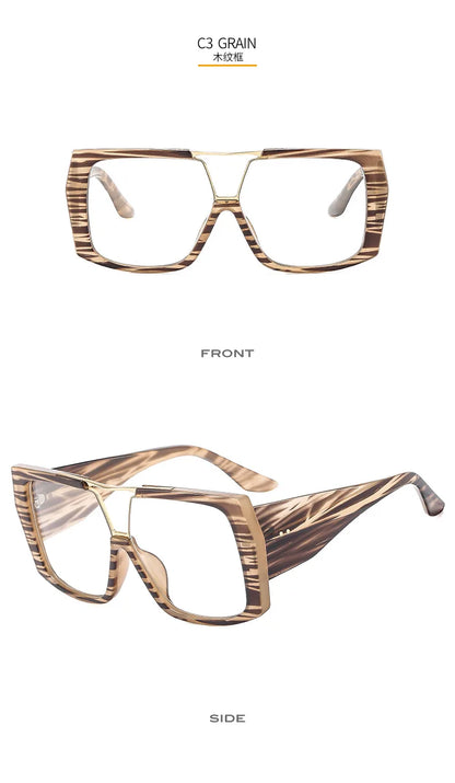 Fashion Brand Oversized Square Myopia Glasses Women Men Trend Green Graduation Eyeglasses Anti Blue Light Prescription Glasses